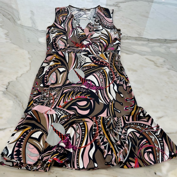 EMILIO PUCCI BROWN PINK GRASSHOPPER DRESS MODEL 61RG52 SIZE IT 44 / US 10 NWTS! - Picture 9 of 16